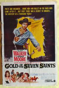 1r323 GOLD OF THE SEVEN SAINTS 1sh '61 Clint Walker, Roger Moore, the mystery of a thousand years!