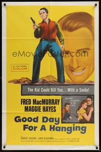1r324 GOOD DAY FOR A HANGING 1sh '59 Fred MacMurray, Robert Vaughn, kill you with a smile!