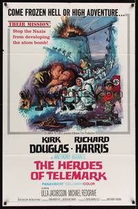1r364 HEROES OF TELEMARK 1sh '66 Kirk Douglas & Richard Harris stop Nazis from making atom bomb!