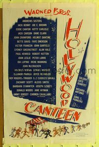 1r379 HOLLYWOOD CANTEEN 1sh '44 Warner Bros. all-star musical comedy directed by Delmer Daves!