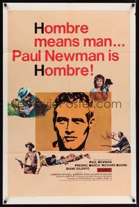 1r381 HOMBRE 1sh '66 Paul Newman, Fredric March, directed by Martin Ritt, it means man!
