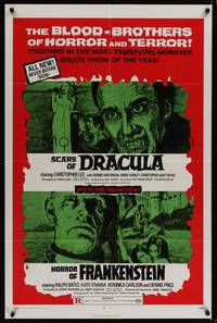 1r386 HORROR OF FRANKENSTEIN/SCARS OF DRACULA 1sh '71 double-bill, brothers of horror & terror!