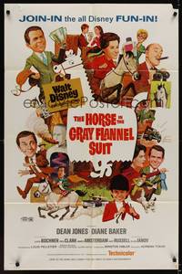 1r387 HORSE IN THE GRAY FLANNEL SUIT 1sh '69 Walt Disney, Dean Jones, wacky artwork of cast!