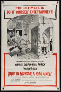 1r396 HOW TO MURDER A RICH UNCLE 1sh '58 Charles Coburn, Nigel Patrick, art by Charles Addams!