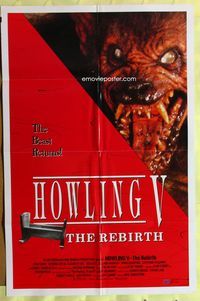 1r398 HOWLING 5 video 1sh '89 English, grotesque image of werewolf!