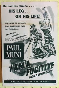 1r402 I AM A FUGITIVE FROM A CHAIN GANG 1sh R56 great art of escaped convict Paul Muni!