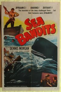 1r403 I CONQUER THE SEA 1sh R47 Sea Bandits, cool art of whaler w/harpoon!