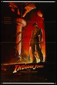 1r427 INDIANA JONES & THE TEMPLE OF DOOM 1sh '84 full-length art of Harrison Ford by Bruce Wolfe!