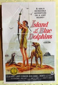 1r444 ISLAND OF THE BLUE DOLPHINS 1sh '64 Native American Indian Celia Kaye with dog & seal!