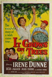 1r448 IT GROWS ON TREES 1sh '52 Irene Dunne, Dean Jagger, wild picking-money-off-tree art!