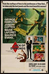 1r452 JACK OF DIAMONDS 1sh '67 George Hamilton steals jewels & sexy women from Paris to New York!