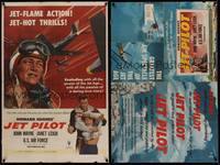 1r462 JET PILOT DS advance 1sh '57 great artwork of John Wayne, jet-hot thrills, Howard Hughes!