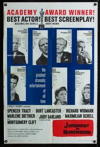 1r477 JUDGMENT AT NUREMBERG 1sh '61 Spencer Tracy, Judy Garland, Burt Lancaster, Marlene Dietrich