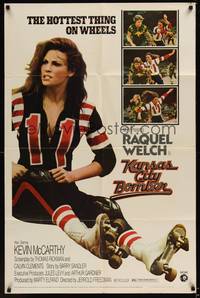 1r485 KANSAS CITY BOMBER 1sh '72 roller derby girl Raquel Welch, hottest thing on wheels!