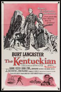 1r487 KENTUCKIAN 1sh R61 art of star & director Burt Lancaster with frontier family!