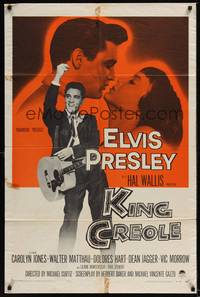 1r495 KING CREOLE 1sh '58 great full-length image of Elvis Presley with guitar!