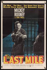 1r512 LAST MILE 1sh '59 great art of Mickey Rooney as Killer Mears breaking out of Death Row!