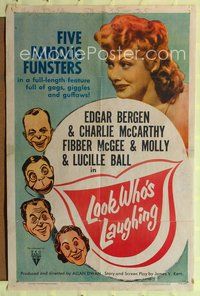1r532 LOOK WHO'S LAUGHING style A 1sh R52 Fibber McGee & Molly, Edgar & Charlie, Lucille Ball!