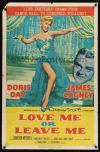 1r539 LOVE ME OR LEAVE ME 1sh '55 full-length sexy Doris Day as famed Ruth Etting, James Cagney!