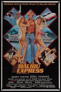 1r549 MALIBU EXPRESS 1sh '85 directed by Andy Sidaris, Salk art of sexy bikini clad girls!