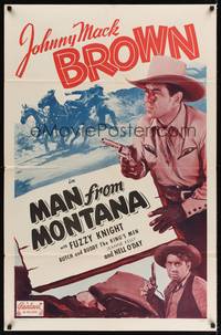 1r554 MAN FROM MONTANA 1sh R50 Johnny Mack Brown & Fuzzy Knight in cowboy western action!