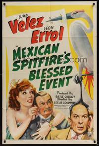 1r569 MEXICAN SPITFIRE'S BLESSED EVENT 1sh '43 pretty Lupe Velez, Leon Errol!