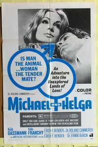 1r572 MICHAEL & HELGA 1sh '68 an adventure into the unexplored lands of love, is man an animal?