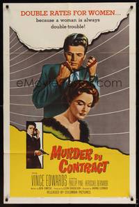 1r593 MURDER BY CONTRACT 1sh '59 Vince Edwards prepares to strangle woman with necktie!