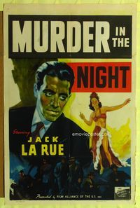 1r597 MURDER IN THE NIGHT 1sh '40 Murder in Soho, artwork of Jack La Rue, sexy dancer!