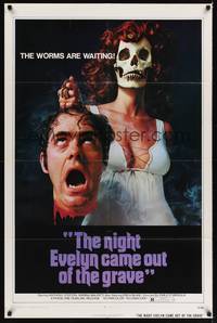 1r618 NIGHT EVELYN CAME OUT OF THE GRAVE 1sh '72 wild image of skull-woman holding severed head!