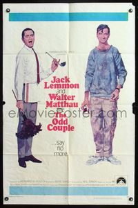 1r632 ODD COUPLE 1sh '68 art of best friends Walter Matthau & Jack Lemmon by Robert McGinnis!