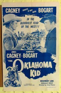1r634 OKLAHOMA KID 1sh R56 great image of James Cagney & Humphrey Bogart in cowboy hats!