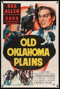 1r637 OLD OKLAHOMA PLAINS 1sh '52 cowboy Rex Allen and Koko the miracle horse of the movies!