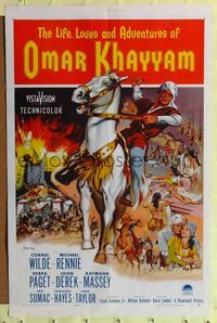 1r525 LIFE, LOVES AND ADVENTURES OF OMAR KHAYYAM 1sh '57 Cornel Wilde, Michael Rennie!