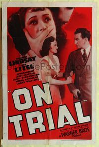 1r643 ON TRIAL 1sh '39 Margaret Lindsay grabs lawyer John Litel with gun!
