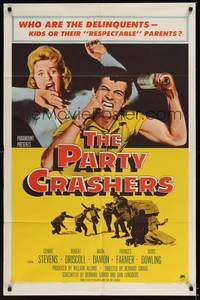 1r656 PARTY CRASHERS 1sh '58 Frances Farmer, who are the delinquents, kids or their parents?