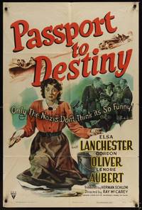 1r659 PASSPORT TO DESTINY style A 1sh '44 wacky Elsa Lanchester w/magic ring vs Nazis!