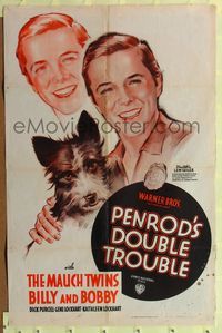 1r661 PENROD'S DOUBLE TROUBLE 1sh '38 twins Billy & Bobby Mauch, based on Booth Tarkington story!
