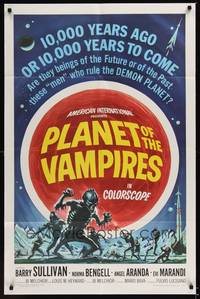 1r679 PLANET OF THE VAMPIRES 1sh '65 Mario Bava, beings of the future who rule the demon planet!