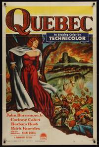1r714 QUEBEC 1sh '51 art of beautiful Corinne Calvet by men fighting in Canada!