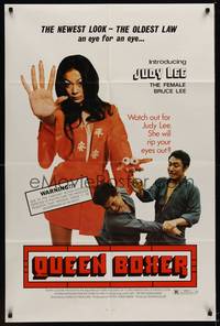 1r715 QUEEN BOXER 1sh '74 Judy Lee, the female Bruce Lee, she will rip your eyes out!