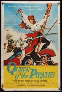 1r716 QUEEN OF THE PIRATES 1sh '61 sexy Italian temptress Gianna Maria Canale as swashbuckler!