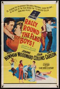 1r725 RALLY ROUND THE FLAG BOYS 1sh '59 Paul Newman loves Joanne Woodward!