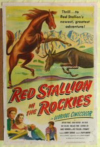 1r732 RED STALLION IN THE ROCKIES 1sh '49 Arthur Franz, art of horse fighting with elk!