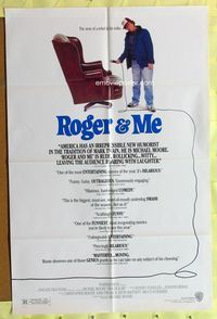 1r761 ROGER & ME 1sh '89 1st Michael Moore documentary, about General Motors CEO Roger Smith!