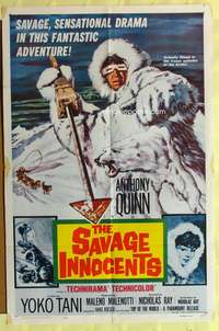1r777 SAVAGE INNOCENTS 1sh '61 Nicholas Ray, great art of Eskimo Anthony Quinn & polar bear!