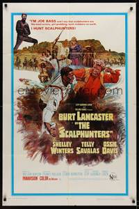 1r780 SCALPHUNTERS 1sh '68 great art of Burt Lancaster & Ossie Davis fighting in mud!