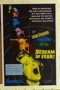1r789 SCREAM OF FEAR 1sh '61 Hammer, classic terrified Susan Strasberg horror image!