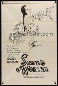 1r799 SECRETS OF WOMEN 1sh '61 Ingmar Bergman, art of Eva Dahlbeck, love affairs of three women!
