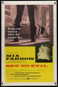 1r800 SEE NO EVIL 1sh '71 keep your eyes on what blind Mia Farrow cannot see!
